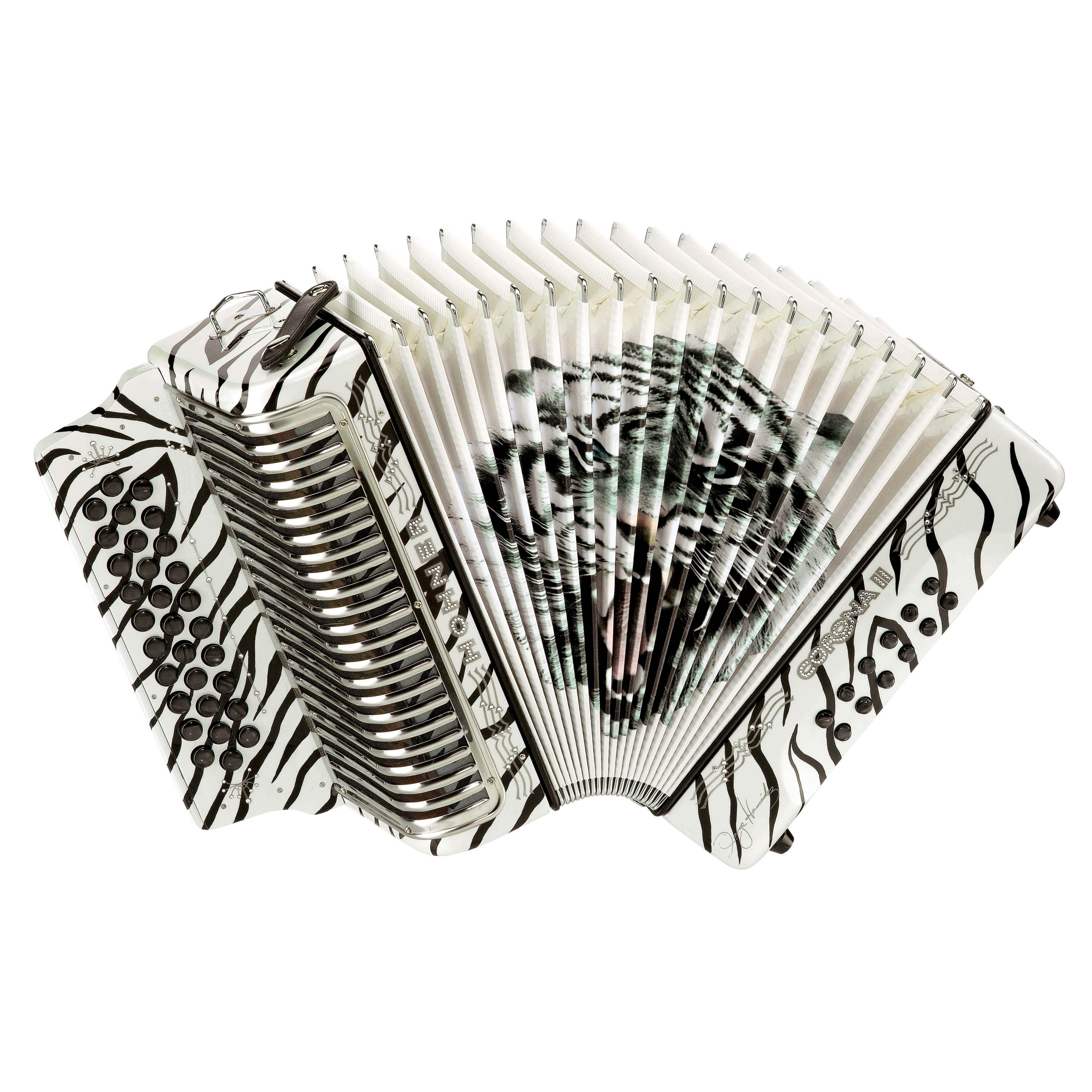 Acordeón Hohner Corona II Los Tigres del Norte Fa Sib Mib - White