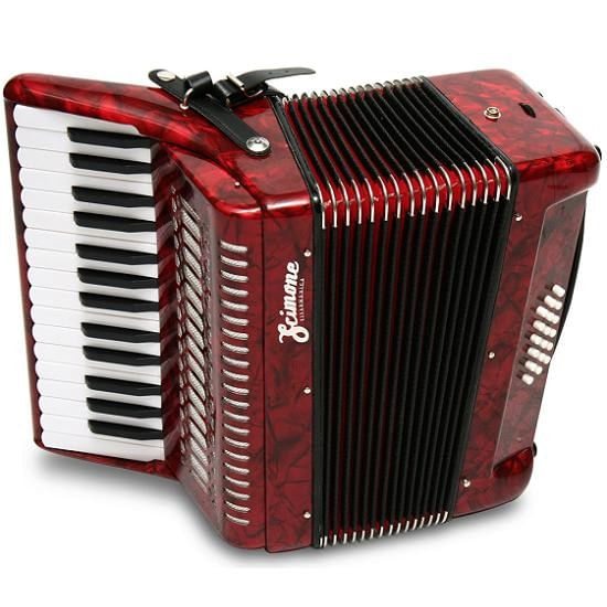 Acordeón Scimone L1304 color rojo - 18 bajos - 30 teclas - incluye case