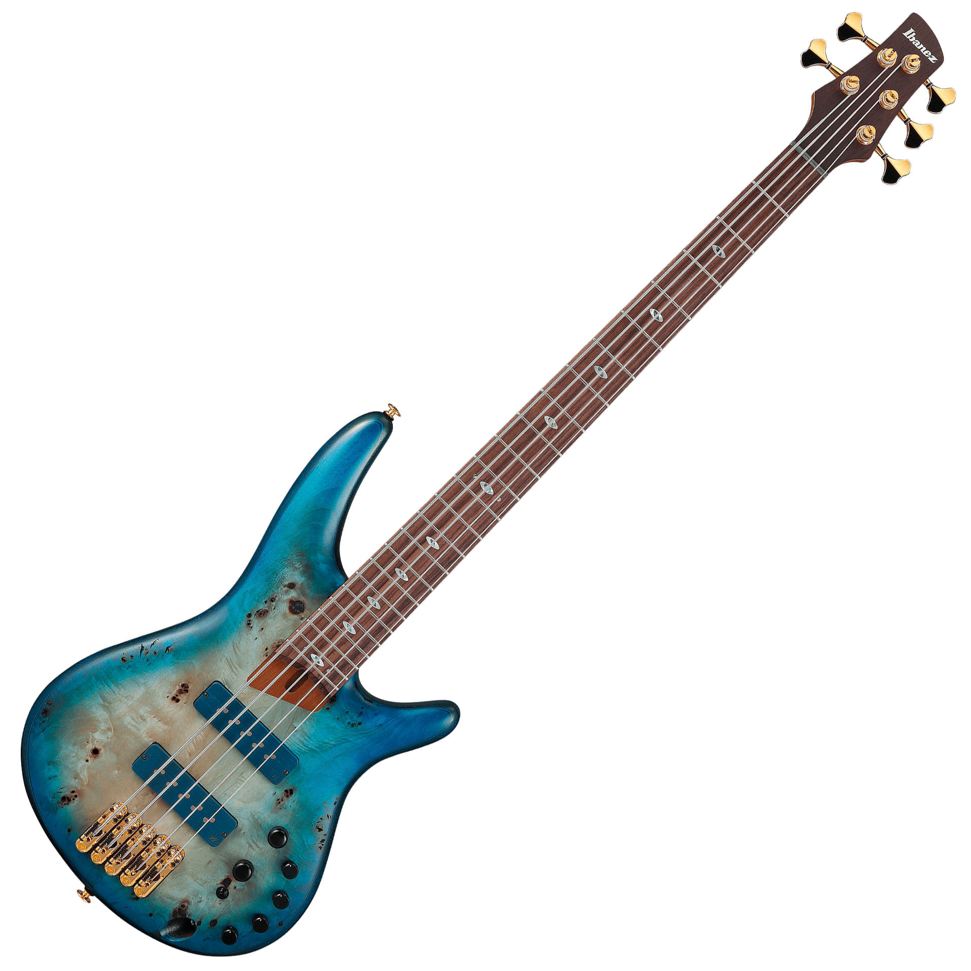 Bajo eléctrico Ibanez Prestige SR6605 de 5 cuerdas - Ghost Fleet Blue Burst