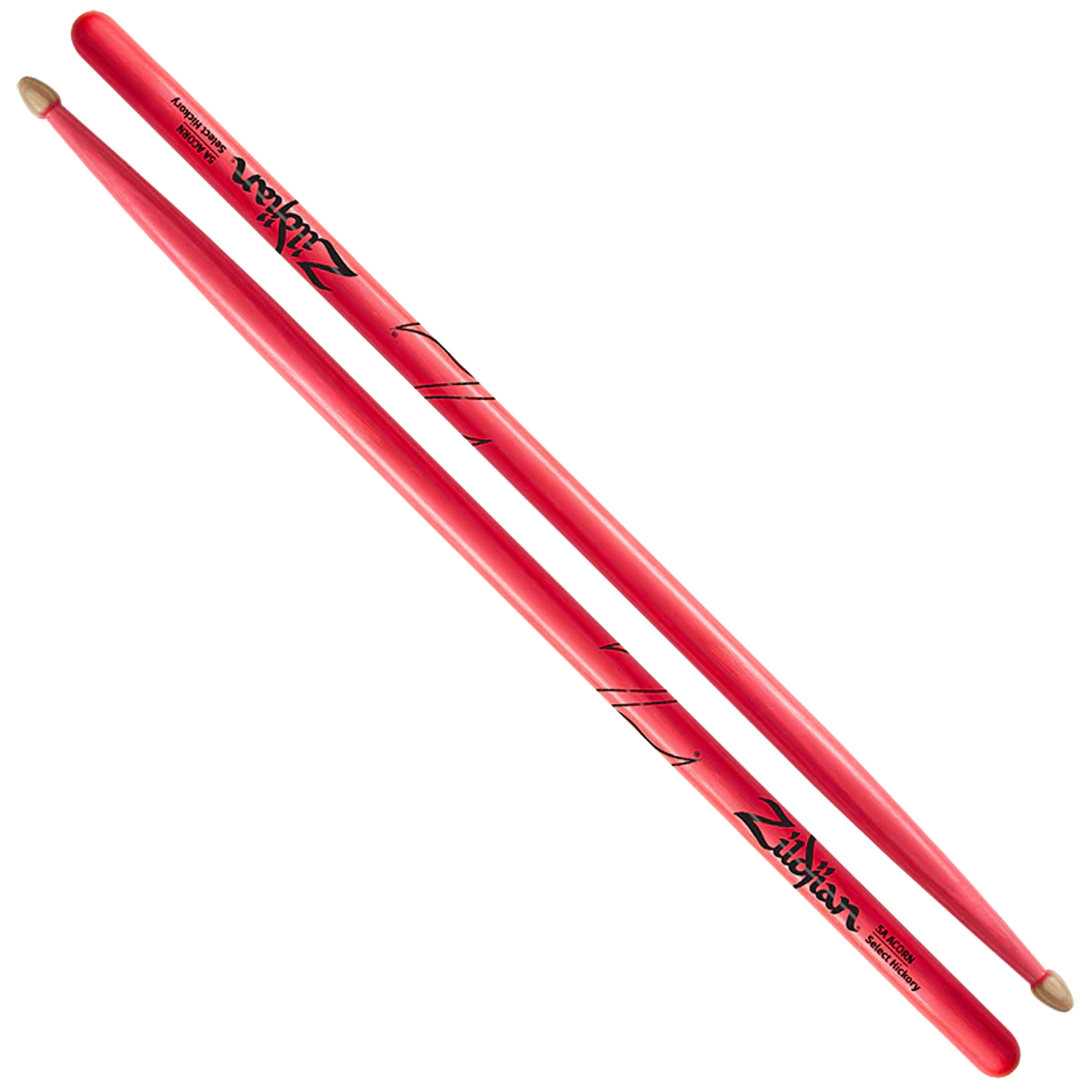 Baquetas Zildjian 5A Madera Bellota Neon Pink