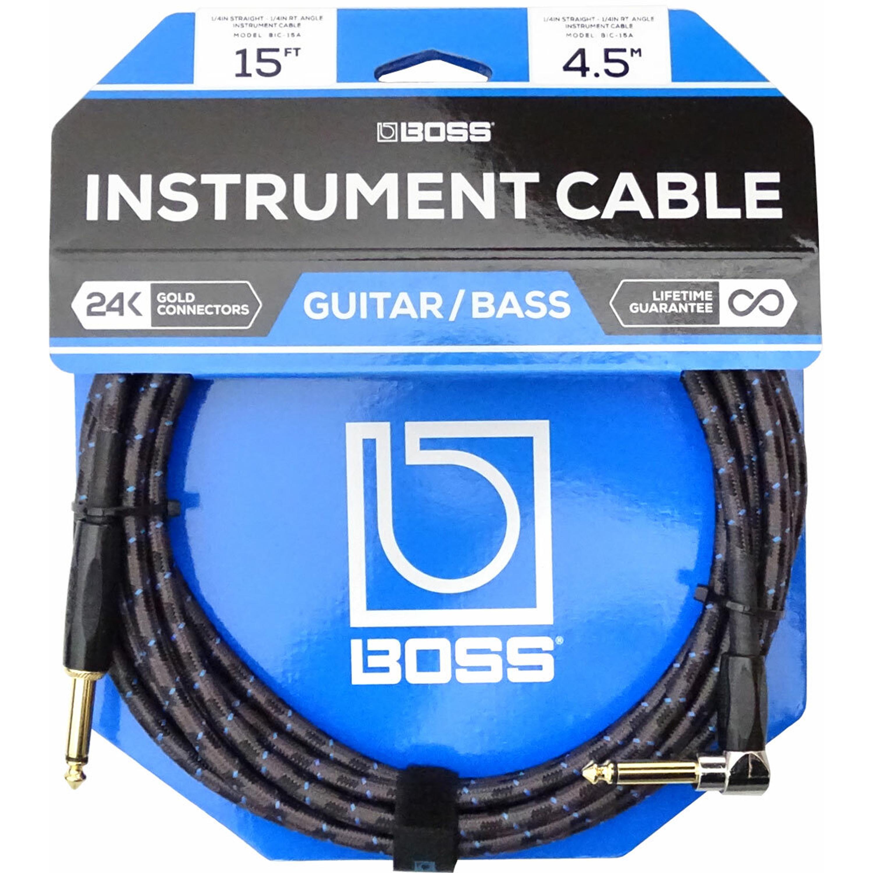 Cable de instrumento Boss BIC-15A de 4.5 m recto / angulado