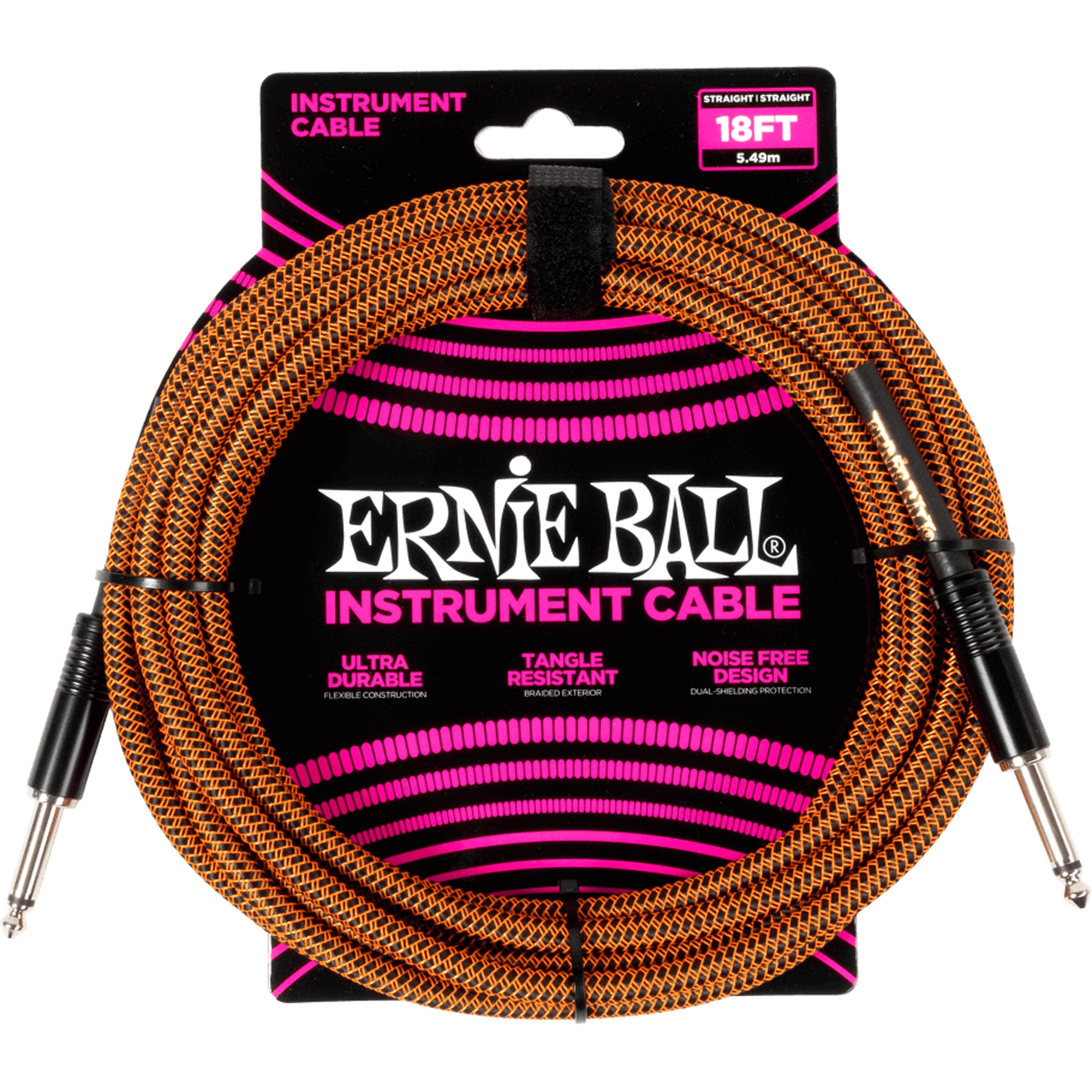 Cable instrumento Ernie Ball P06469 Braided Recto/Recto 5,5m - Pumpkin Pie