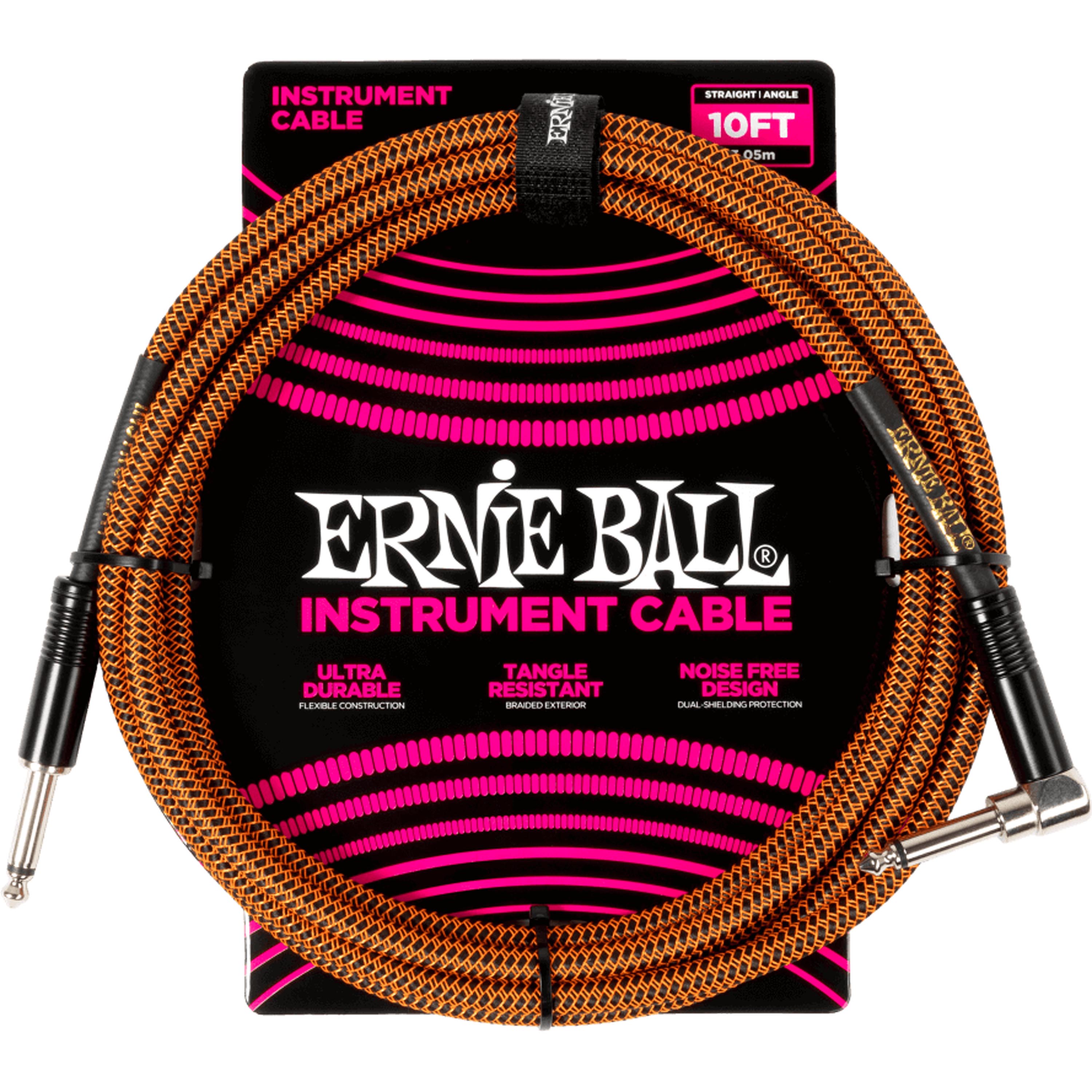 Cable instrumento Ernie Ball P06470 Braided Recto/Angulado 3m- Pumpkin Pie