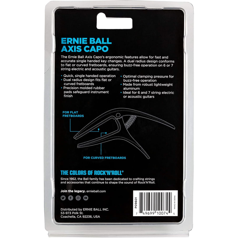 Cejillo Ernie Ball 9601 Axis Capo - Silver foto 3