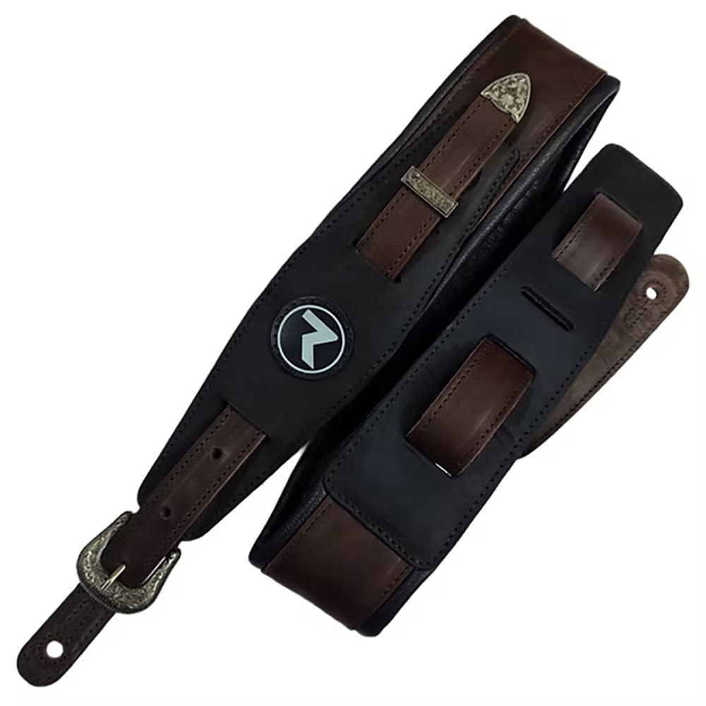 Correa Para Guitarra y Bajo Raven Straps Texas 3" - Satin Black/Dark Brown