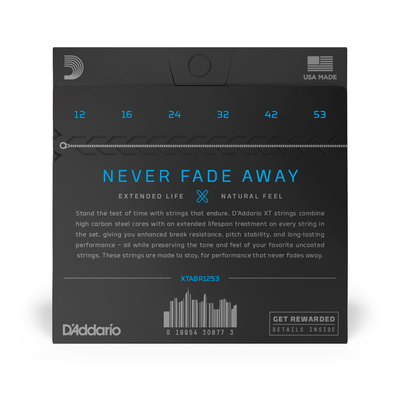 Cuerdas de guitarra acústica D´Addario XTABR1253 Light Coated 12-53 foto 2