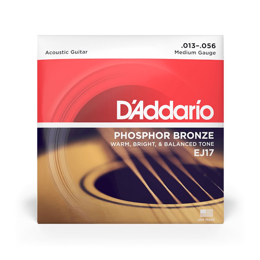 Cuerdas para guitarra acústica Daddario 13-56 Medium EJ17 Phosphor Bronze