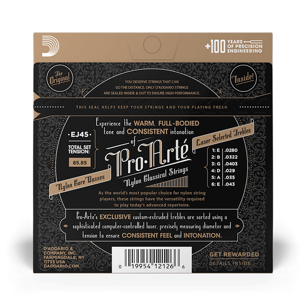 Cuerdas Para Guitarra Clásica Daddario EJ45, Nylon foto 3