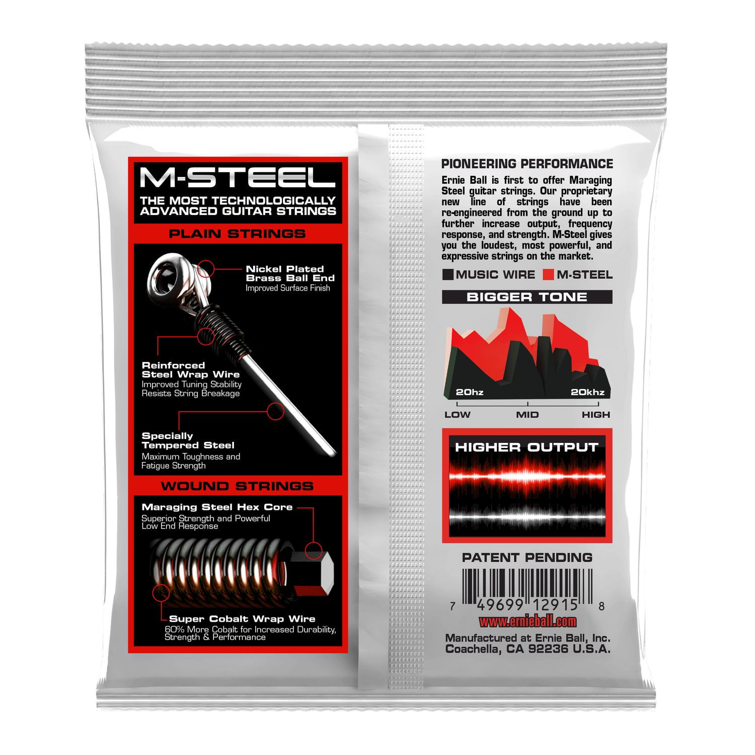 Cuerdas para guitarra eléctrica Ernie Ball 10-52 Skinny Top Heavy Bottom M-Steel P02915 foto 2