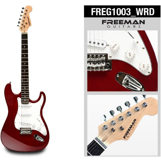 Guitarra eléctrica Freeman FREG1003 Stratocaster - Red Vino foto 2