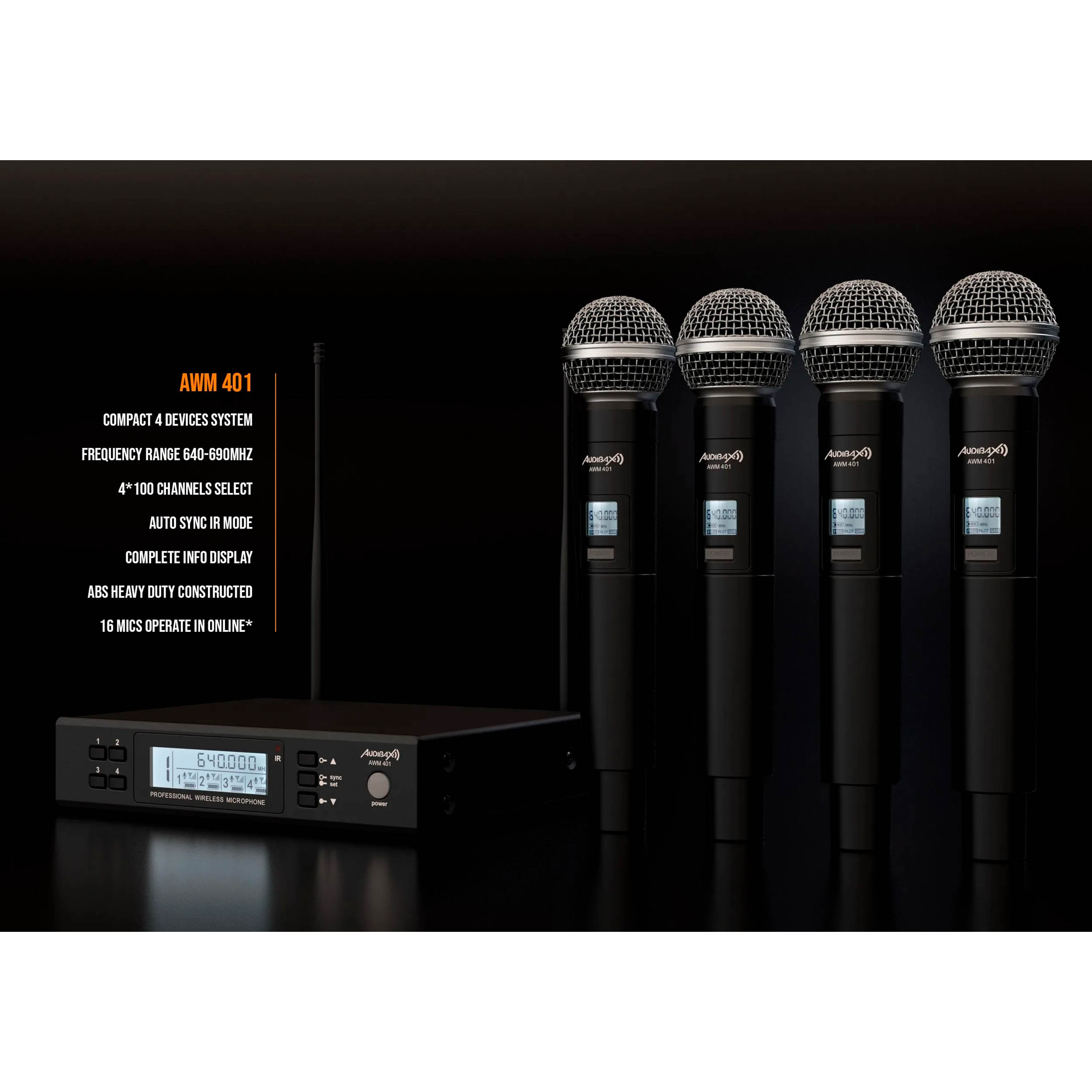 Micrófono inalámbrico de Mano Audibax AWM 401 Cuadruple foto 4