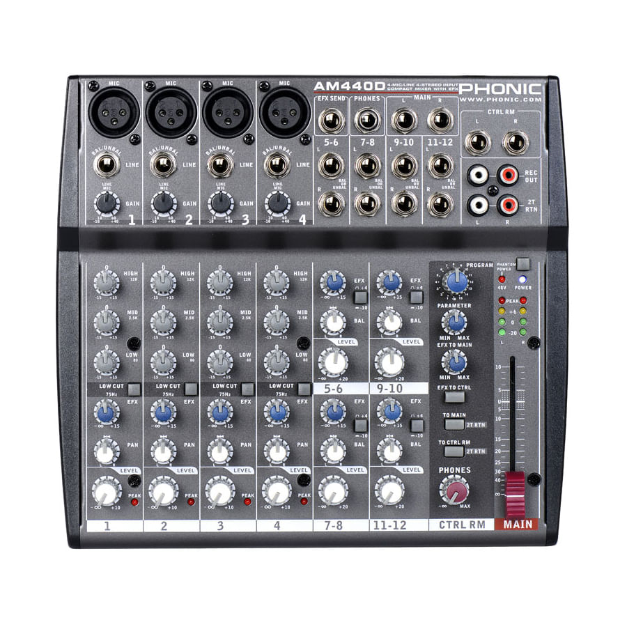 Mixer análogo Phonic AM440D con efecto