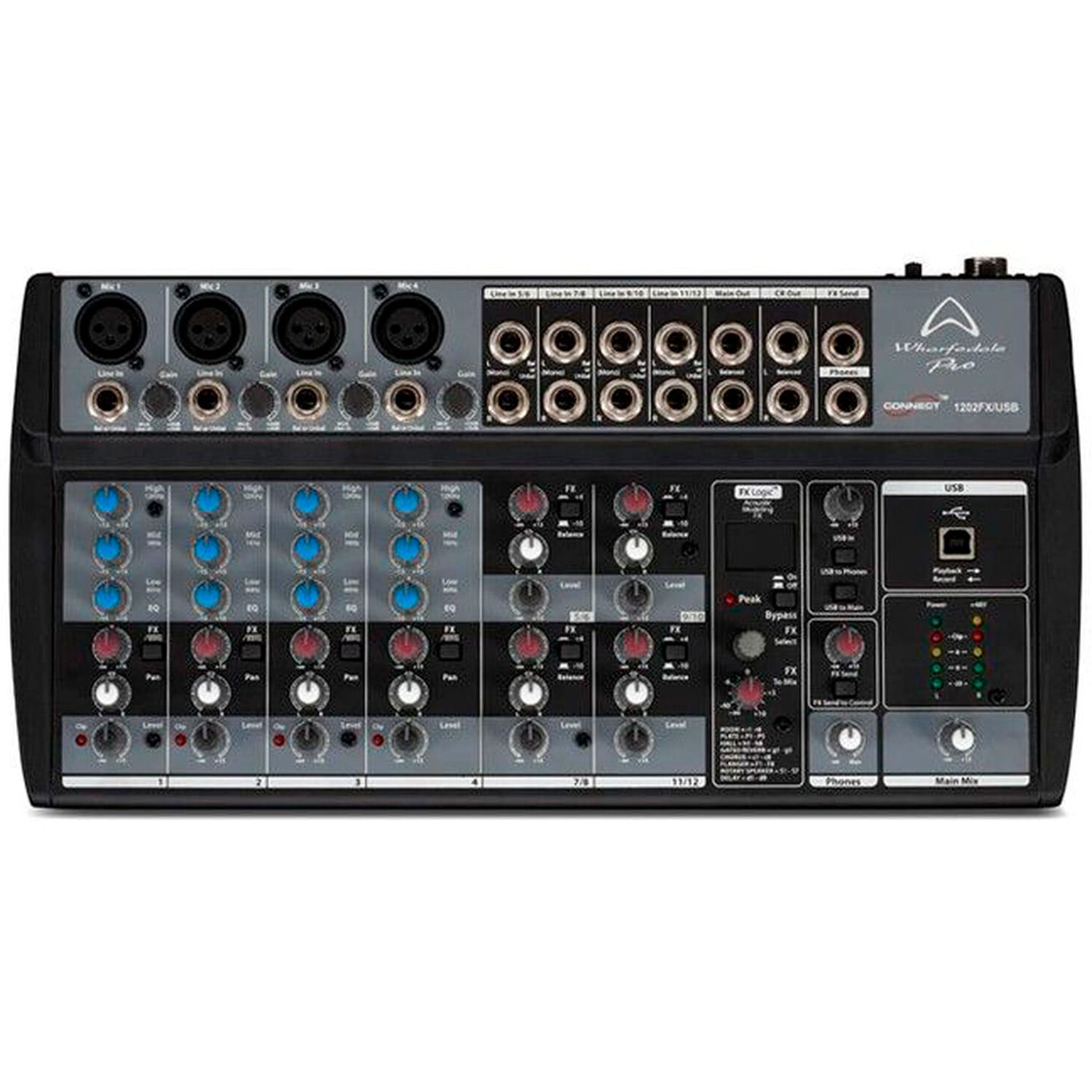 Mixer Wharfedale 1202 FX /USB - 4 canales mono - 4 canales estéreo foto 2
