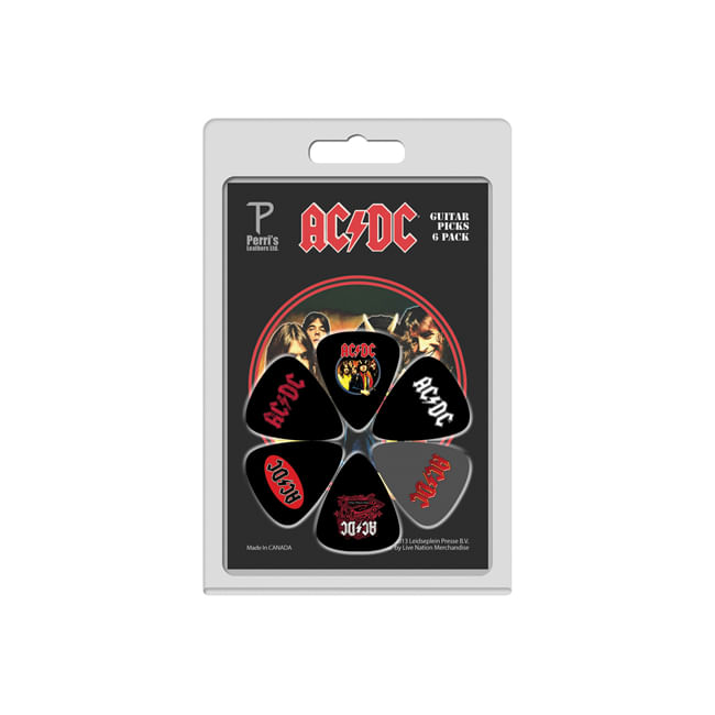 Pack de 6 uñetas Perri's Leathers diseño de AC/DC LP-ACDC1