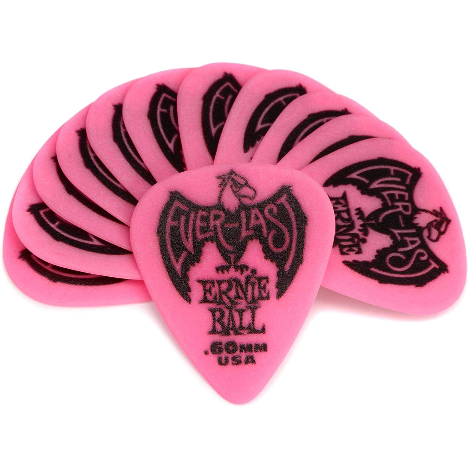 Pack de 12 uñetas Ernie Ball P09179 - Everlast Pink .60mm foto 3
