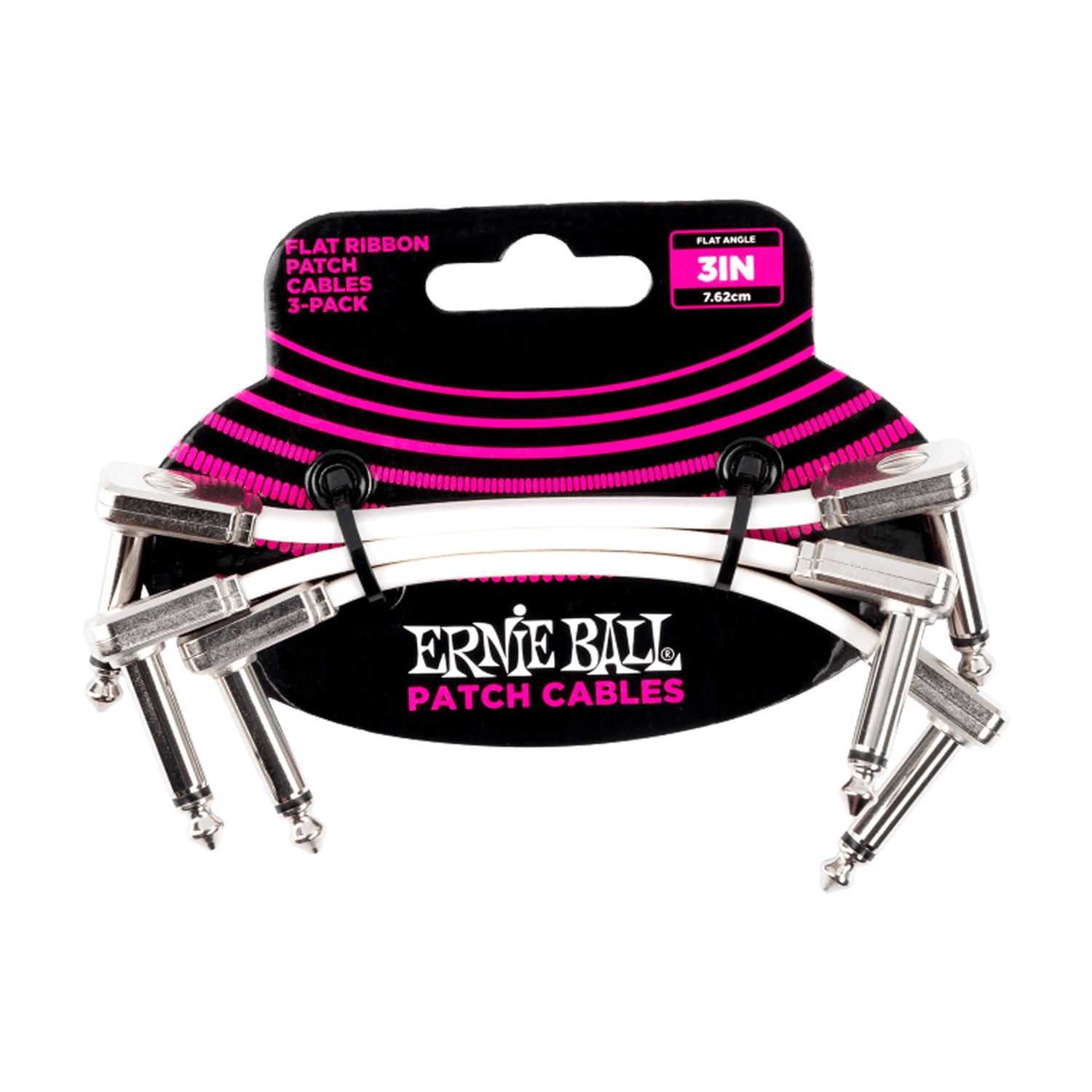 Pack de 3 Cable Patch Ernie Ball Flat Ribbon P06384 7 CM - White