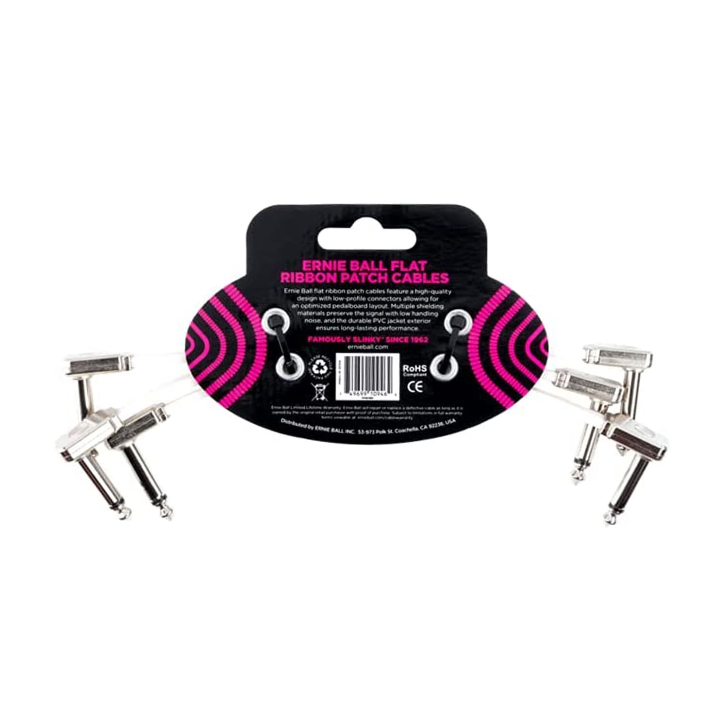 Pack de 3 Cable Patch Ernie Ball Flat Ribbon P06384 7 CM - White foto 2