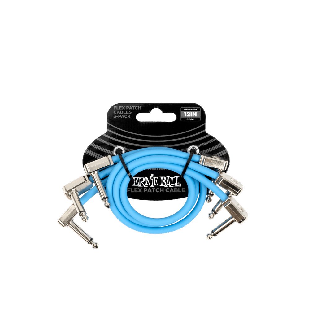 Pack de 3 cables flex patch Ernie Ball 12'' blue - P06461
