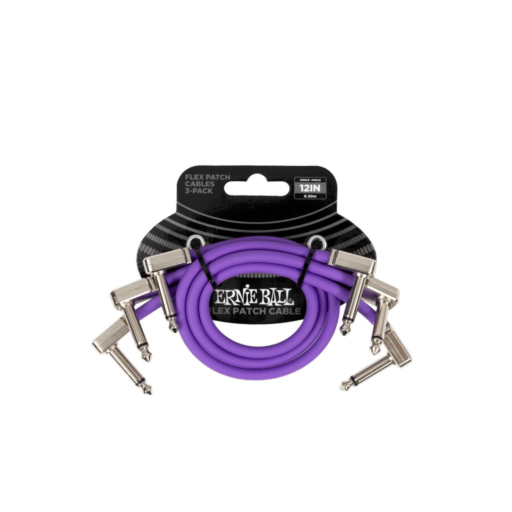 Pack de 3 cables flex patch Ernie Ball 12'' purple - P06453