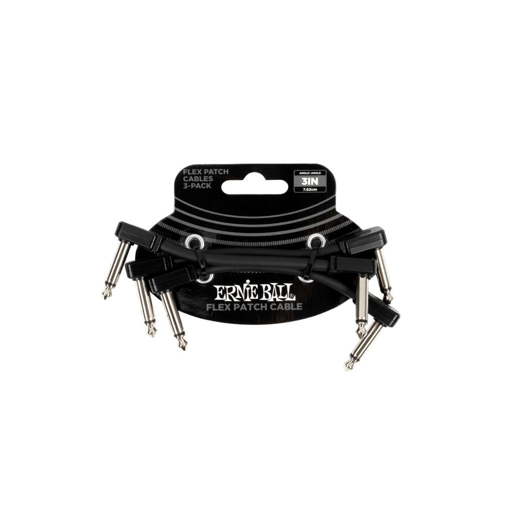 Pack de 3 cables flex patch Ernie Ball 3'' black - P06443