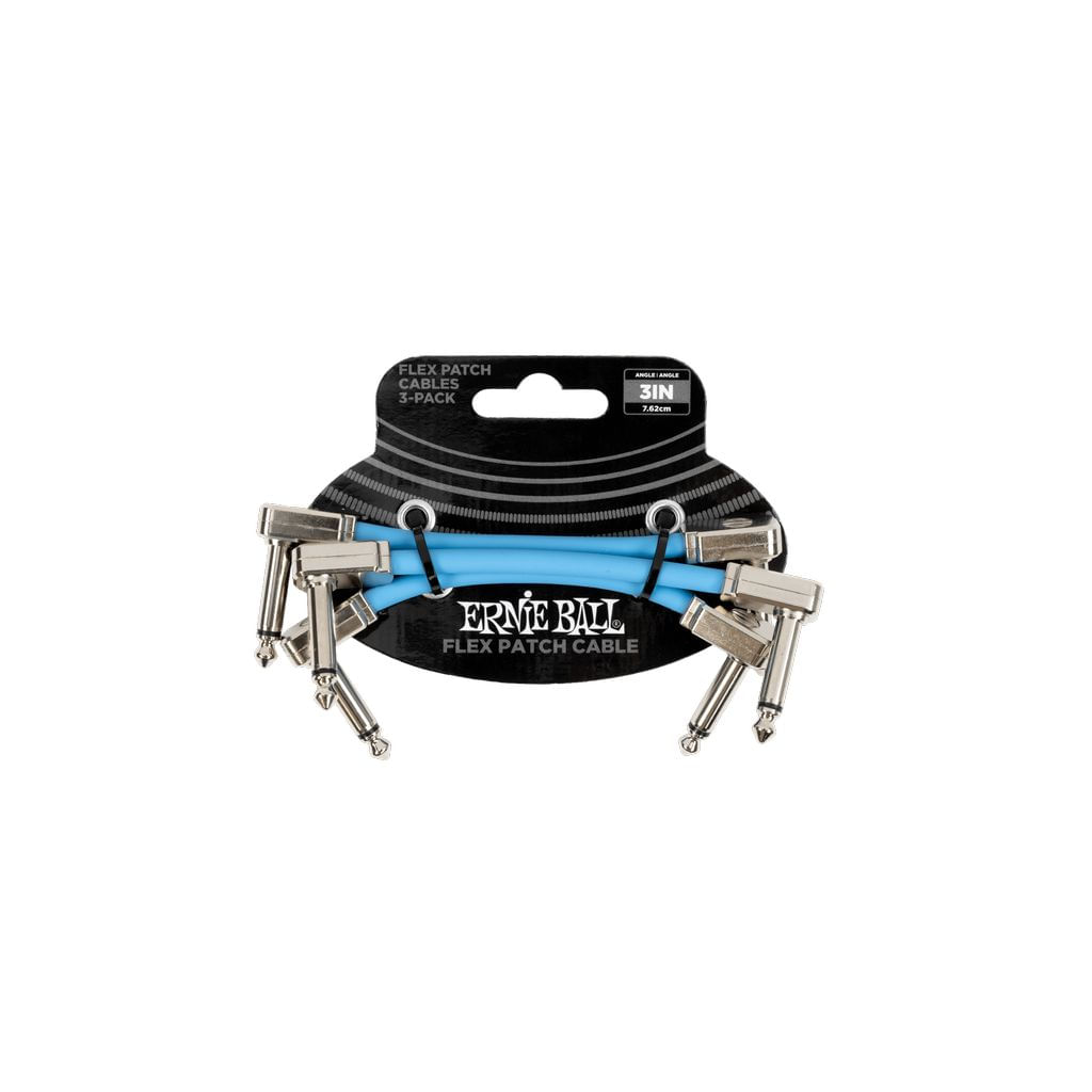 Pack de 3 cables flex patch Ernie Ball 3'' blue - P06459 foto 2