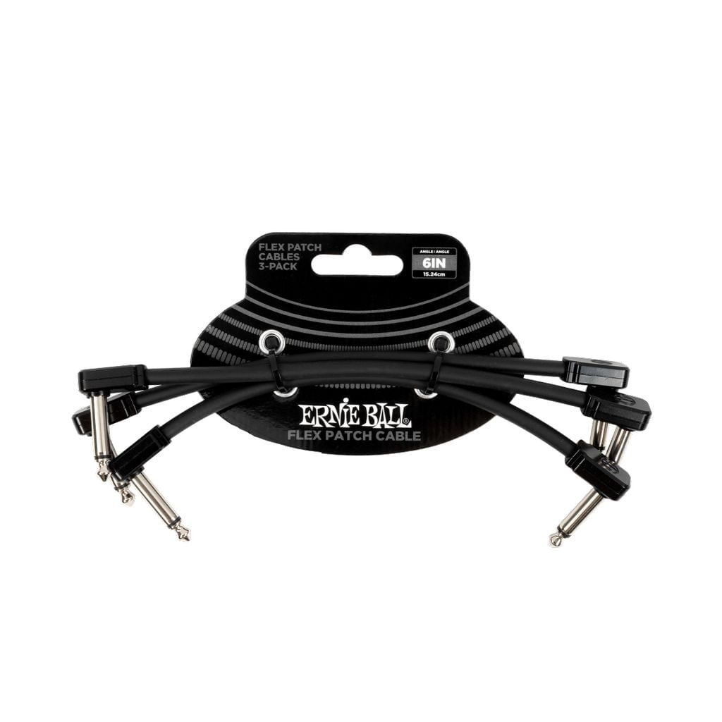 Pack de 3 cables flex patch Ernie Ball 6'' black - P06444