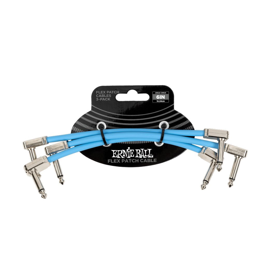 Pack de 3 cables flex patch Ernie Ball 6'' blue - P06460