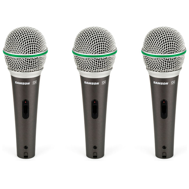 Pack de 3 micrófonos dinámicos Samson Q63P - con switch