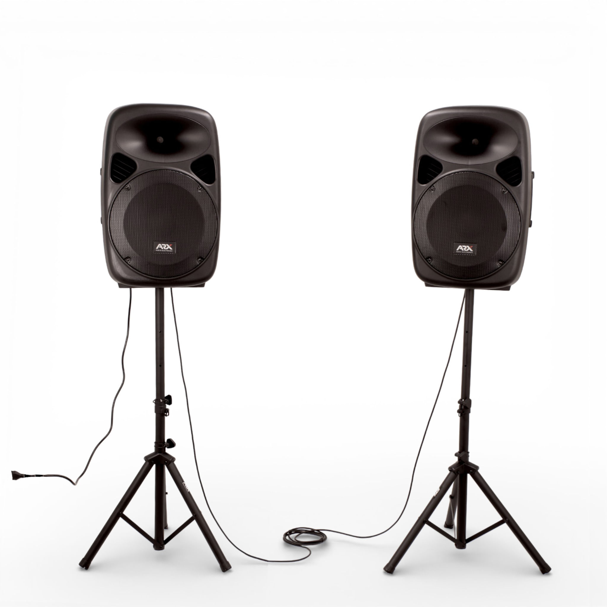 Pack de cajas activas ARX PQ-15AUC 15" 250W + 250W con atril y cable