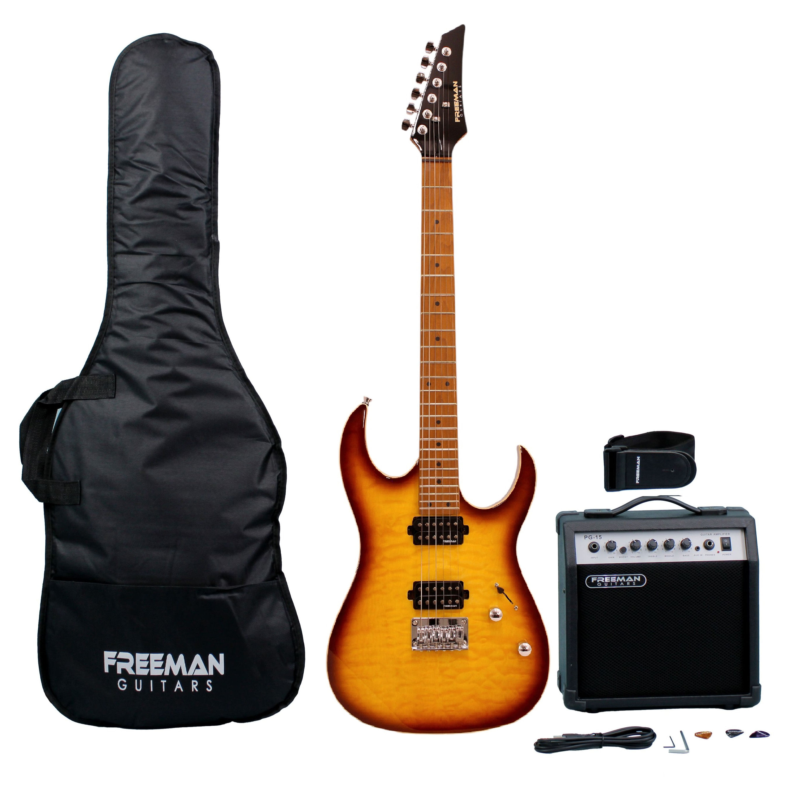 Pack de guitarra eléctrica Freeman RIFFMASTER Sunburst SRG-180F FMT