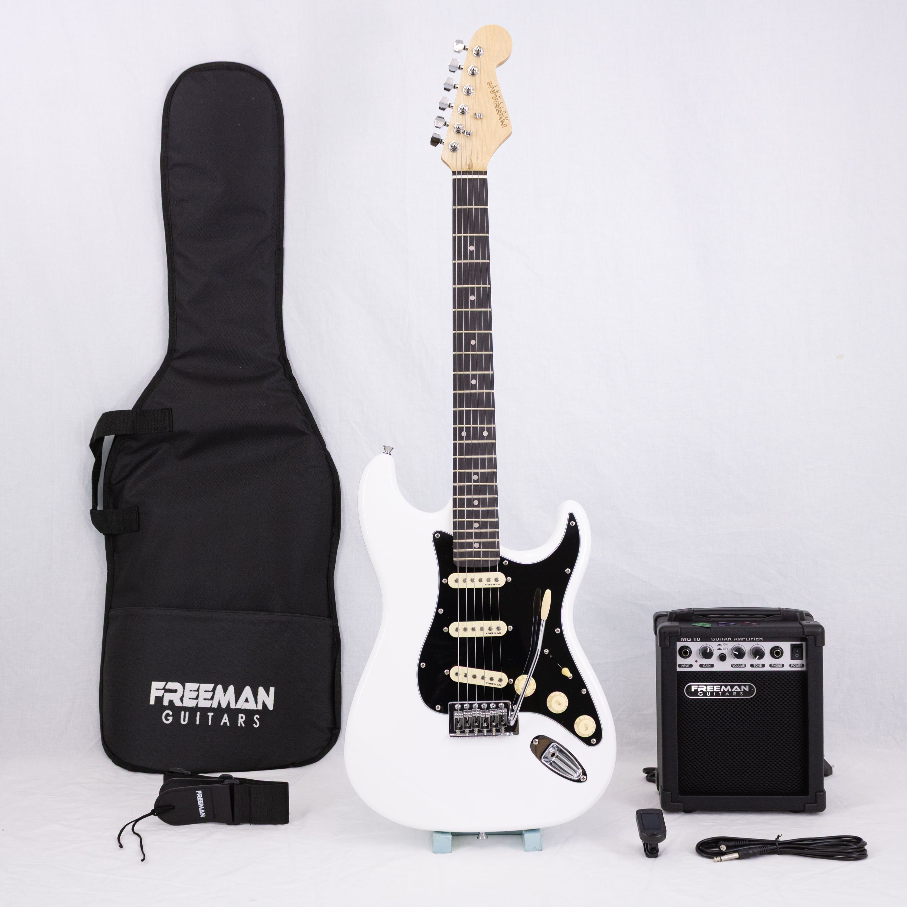 Pack de guitarra eléctrica Freeman Rockstarter blanca OPENBOX
