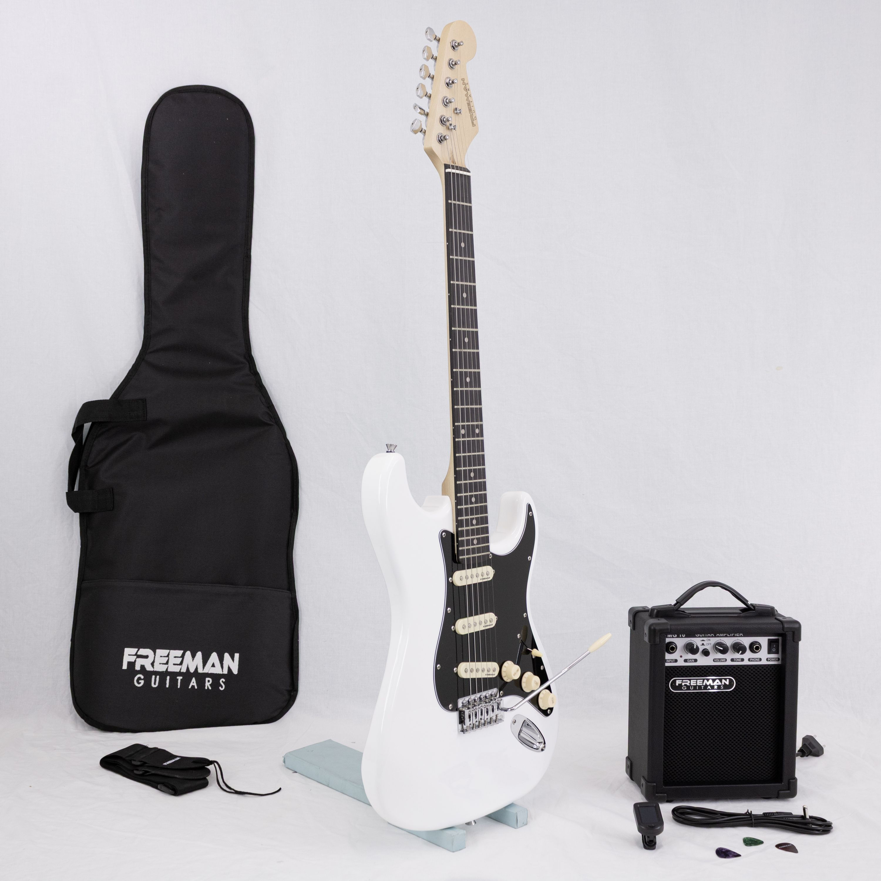 Pack de guitarra eléctrica Freeman Rockstarter blanca OPENBOX foto 2