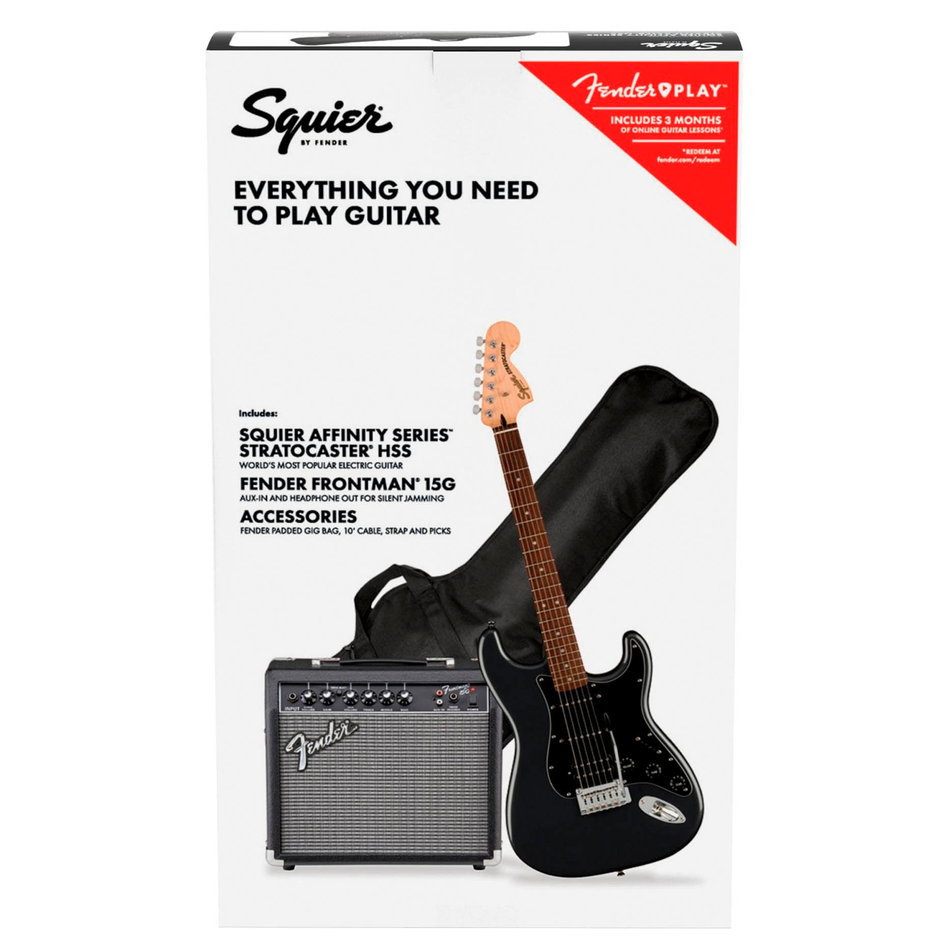 Pack de guitarra eléctrica Squier Affinity Stratocaster HSS - Charcoal Frost Metallic foto 4