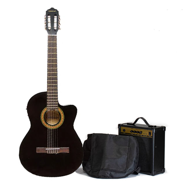 Pack de Guitarra electroacústica Freeman FR-CG44CEQ - Negra