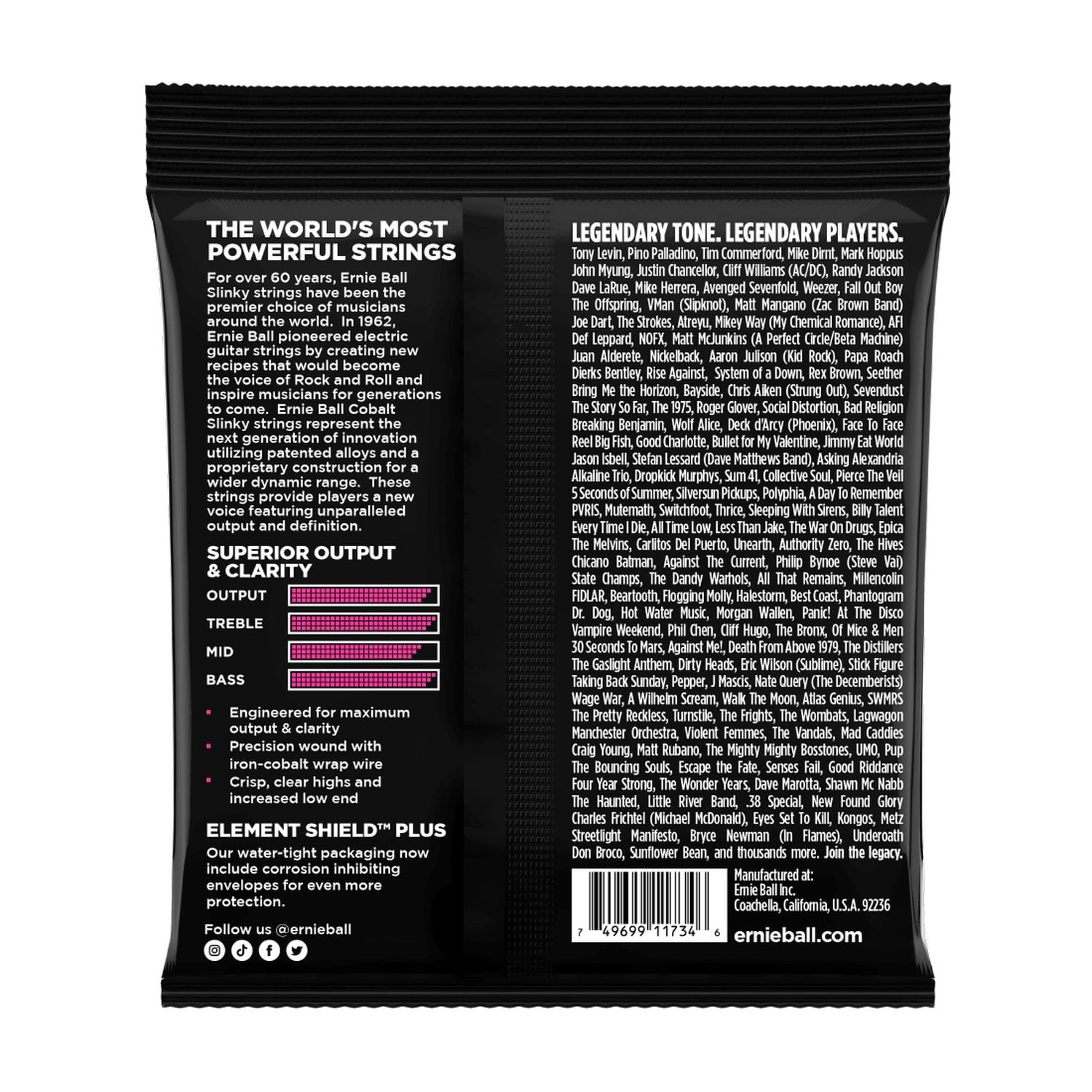 Set 5 cuerdas para bajo eléctrico Ernie Ball 40-125 Super Slinky Cobalt 5-String P02737 foto 2