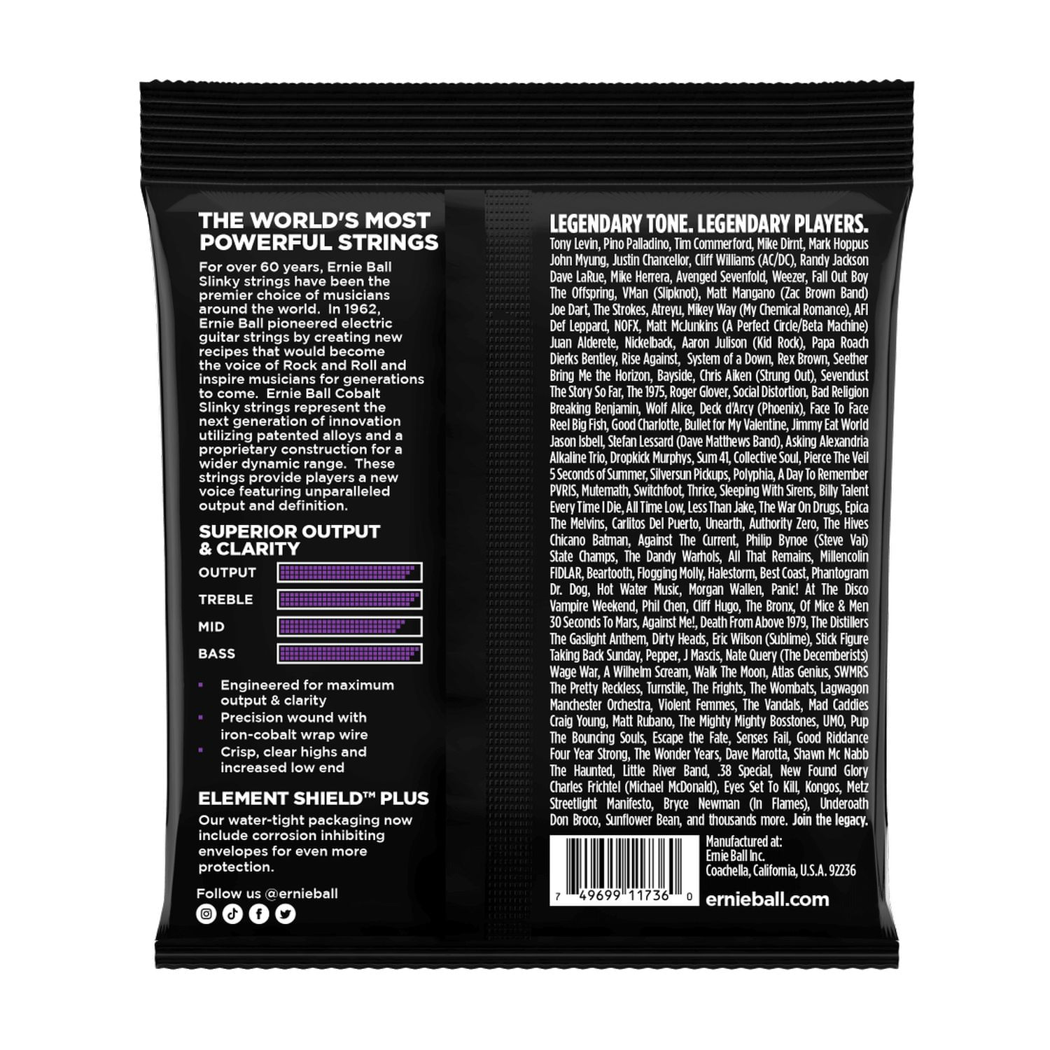 Set 5 cuerdas para bajo eléctrico Ernie Ball 50-135 Power Slinky Cobalt 5-String P02738 foto 2