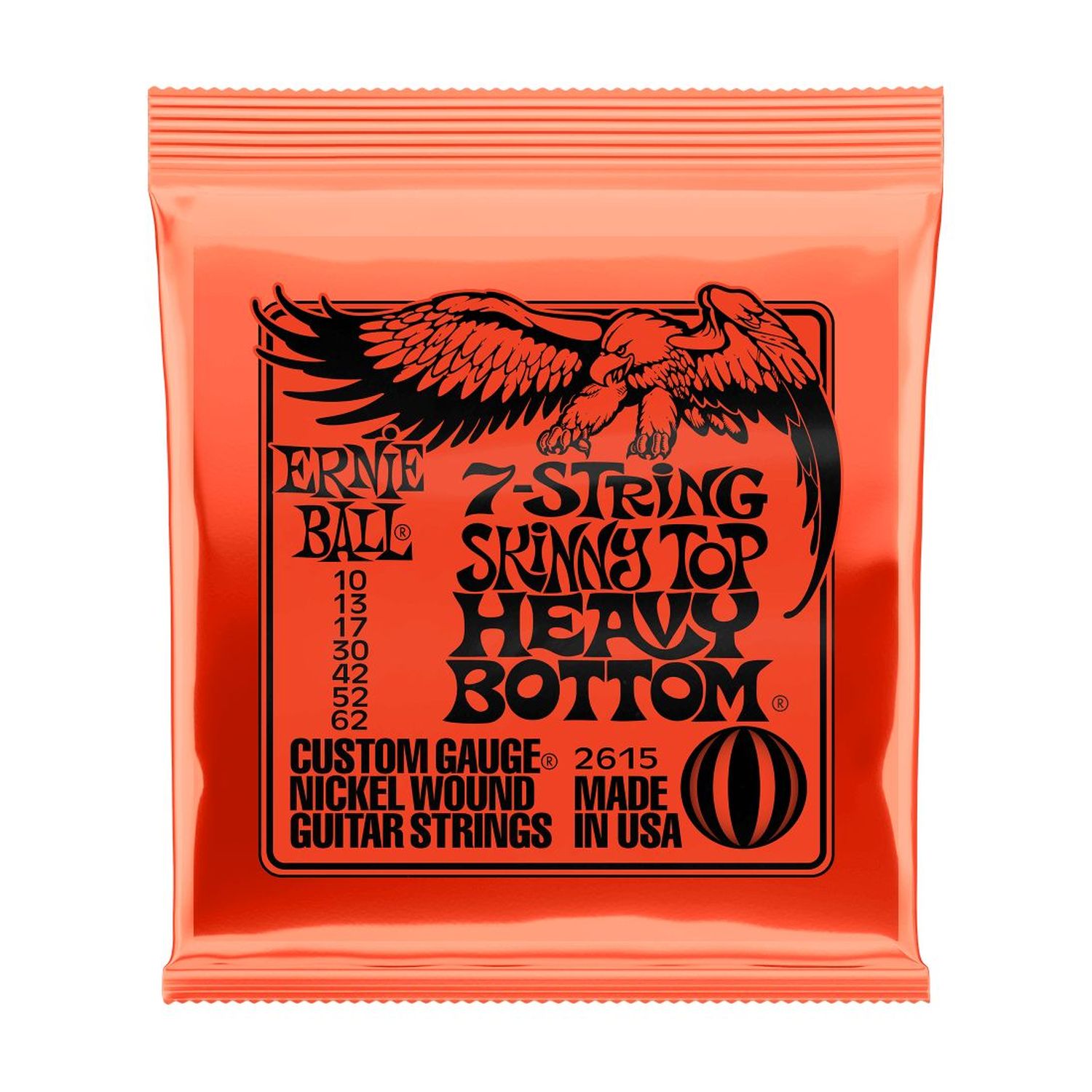 Set 7 cuerdas para guitarra eléctrica Ernie Ball 10-62 Skinny Top Heavy Bottom Slinky String P02615