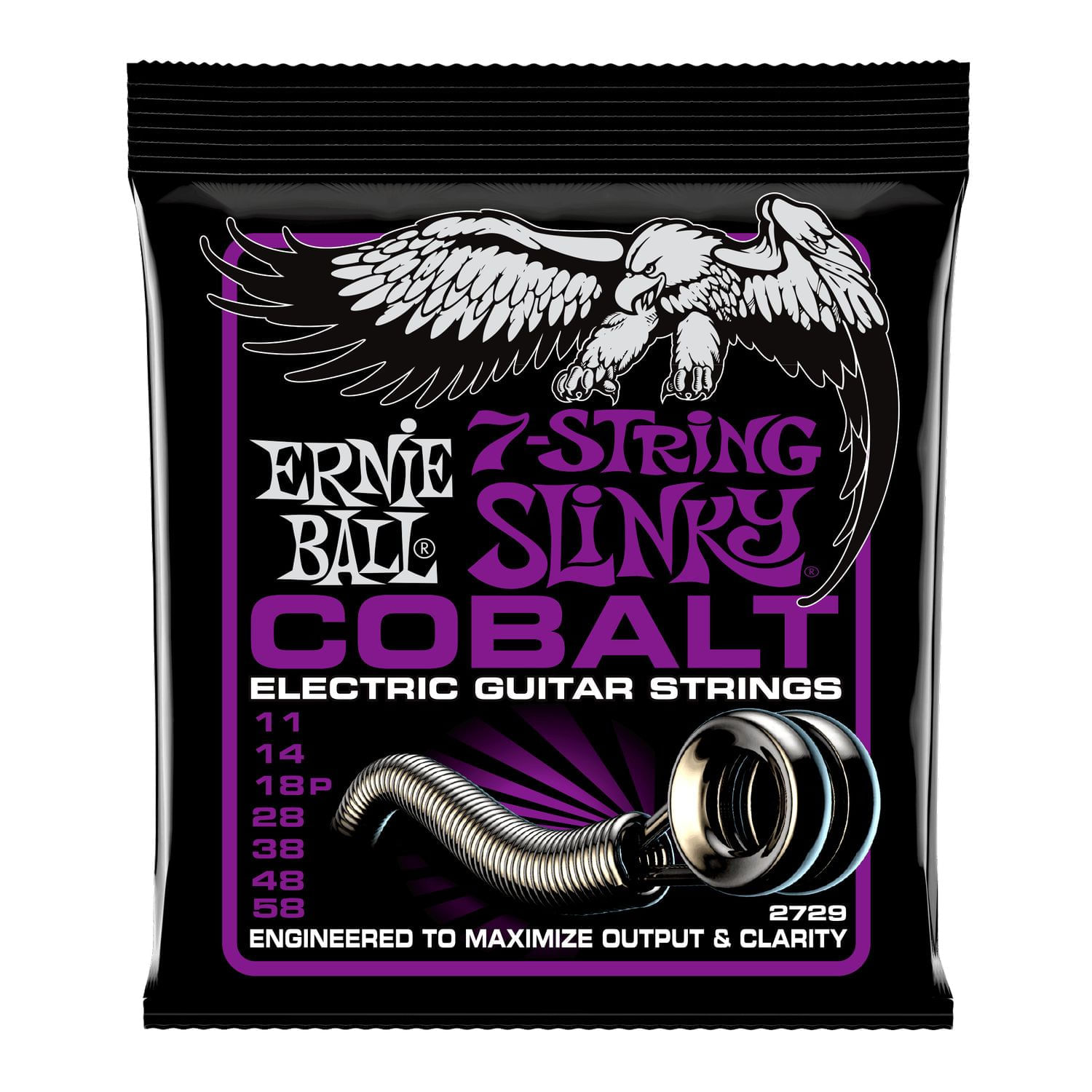 Set 7 cuerdas para guitarra eléctrica Ernie Ball 11-58 Power Slinky Cobalt P02729