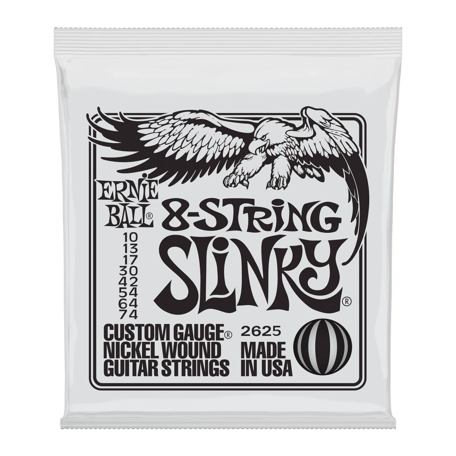 Set 8 cuerdas para guitarra eléctrica Ernie Ball 10-74 Slinky P02625