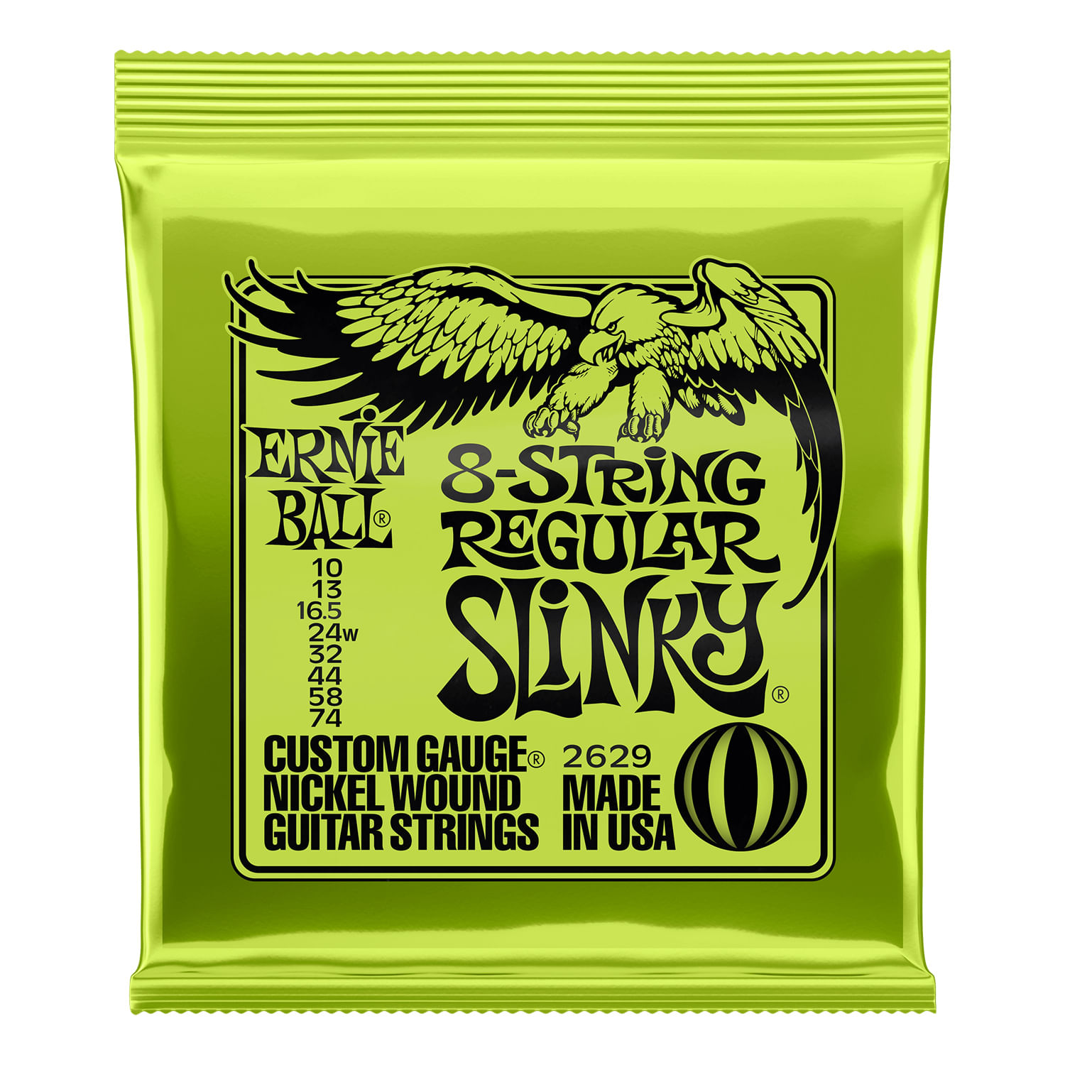 Set de 8 cuerdas de guitarra eléctrica Ernie Ball Regular Slinky 8-string Nickel Wound P02629