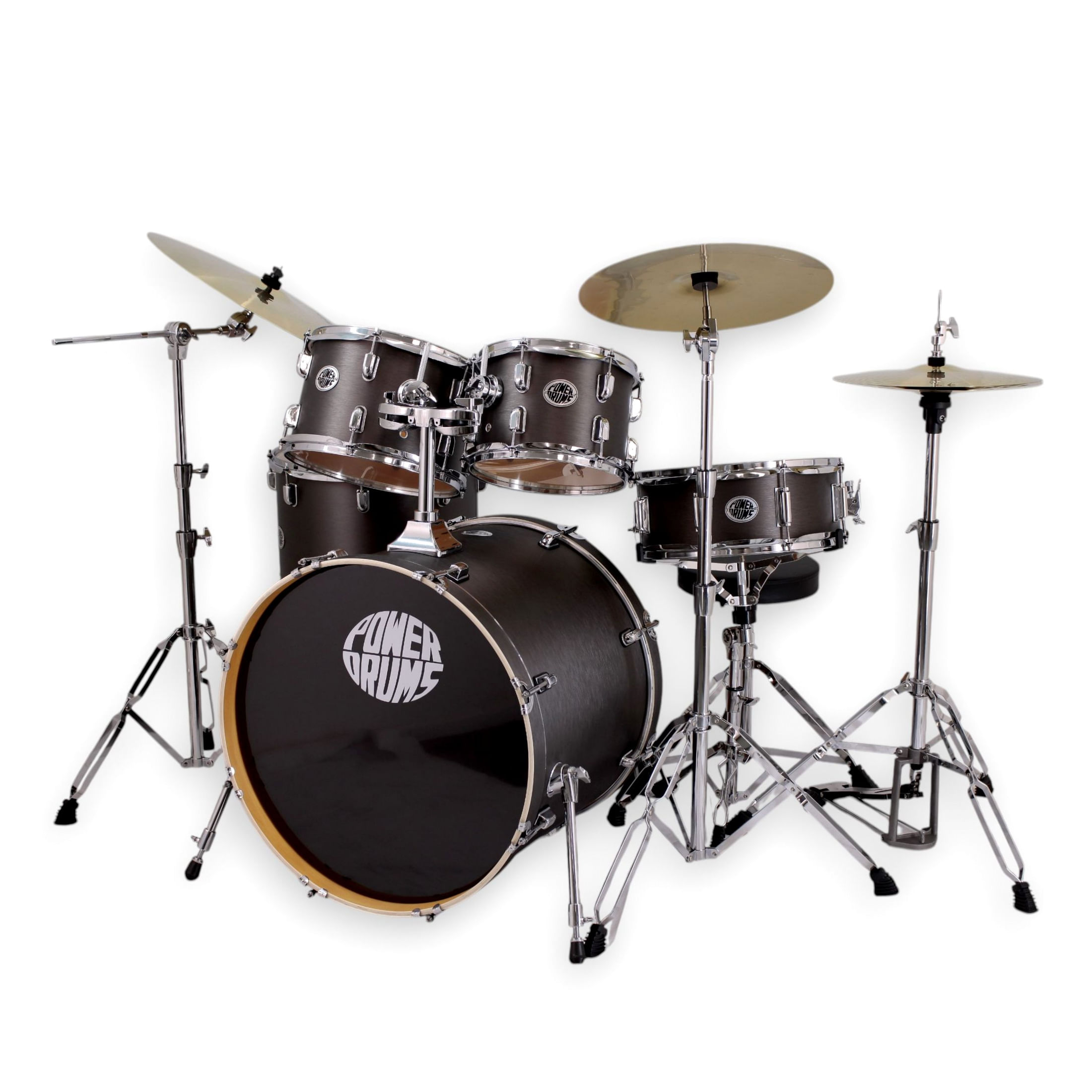 Set de batería acústica PowerDrums JJ-5 BKM con platillos Guzel foto 2