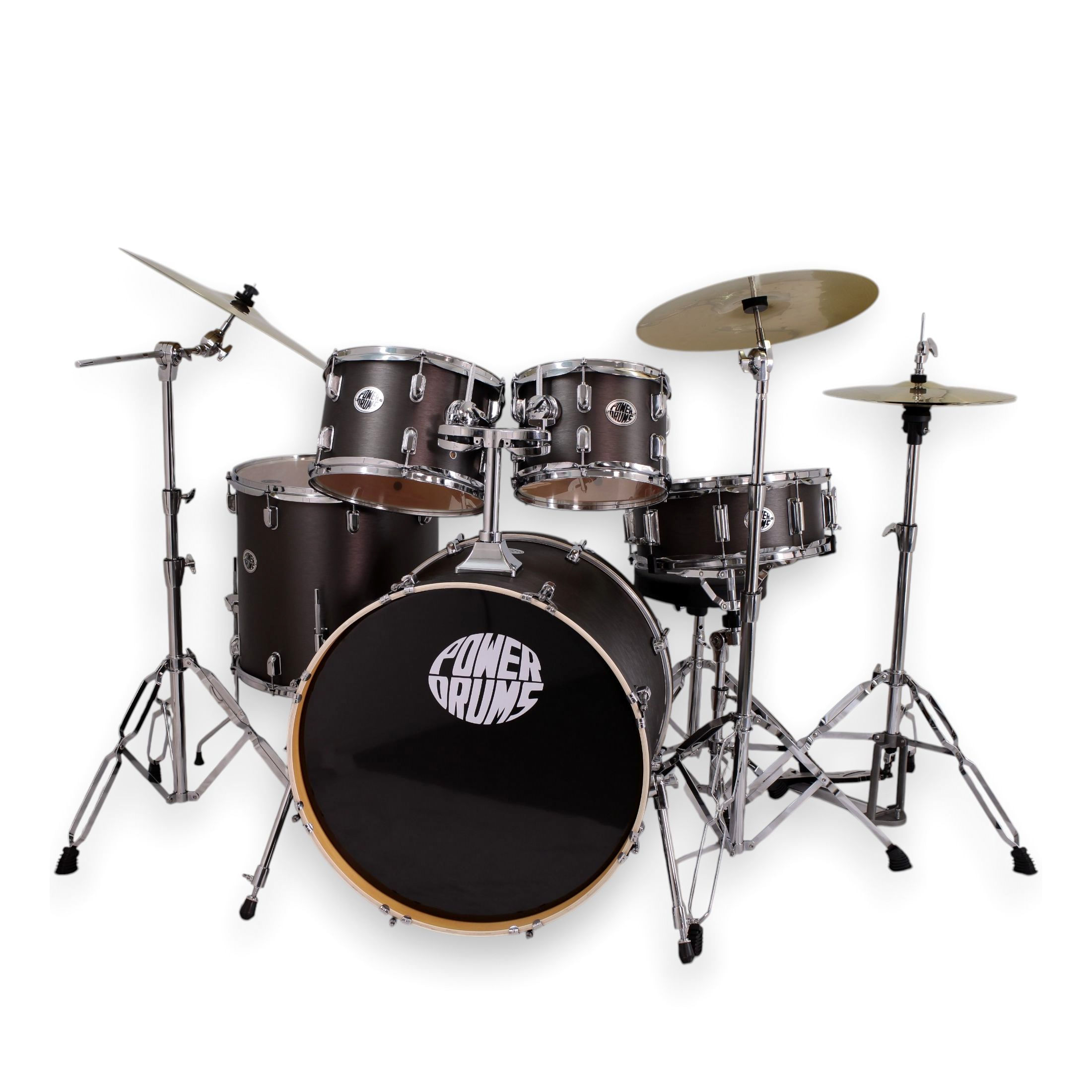 Set de batería acústica PowerDrums JJ-5 BKM con platillos Guzel foto 3