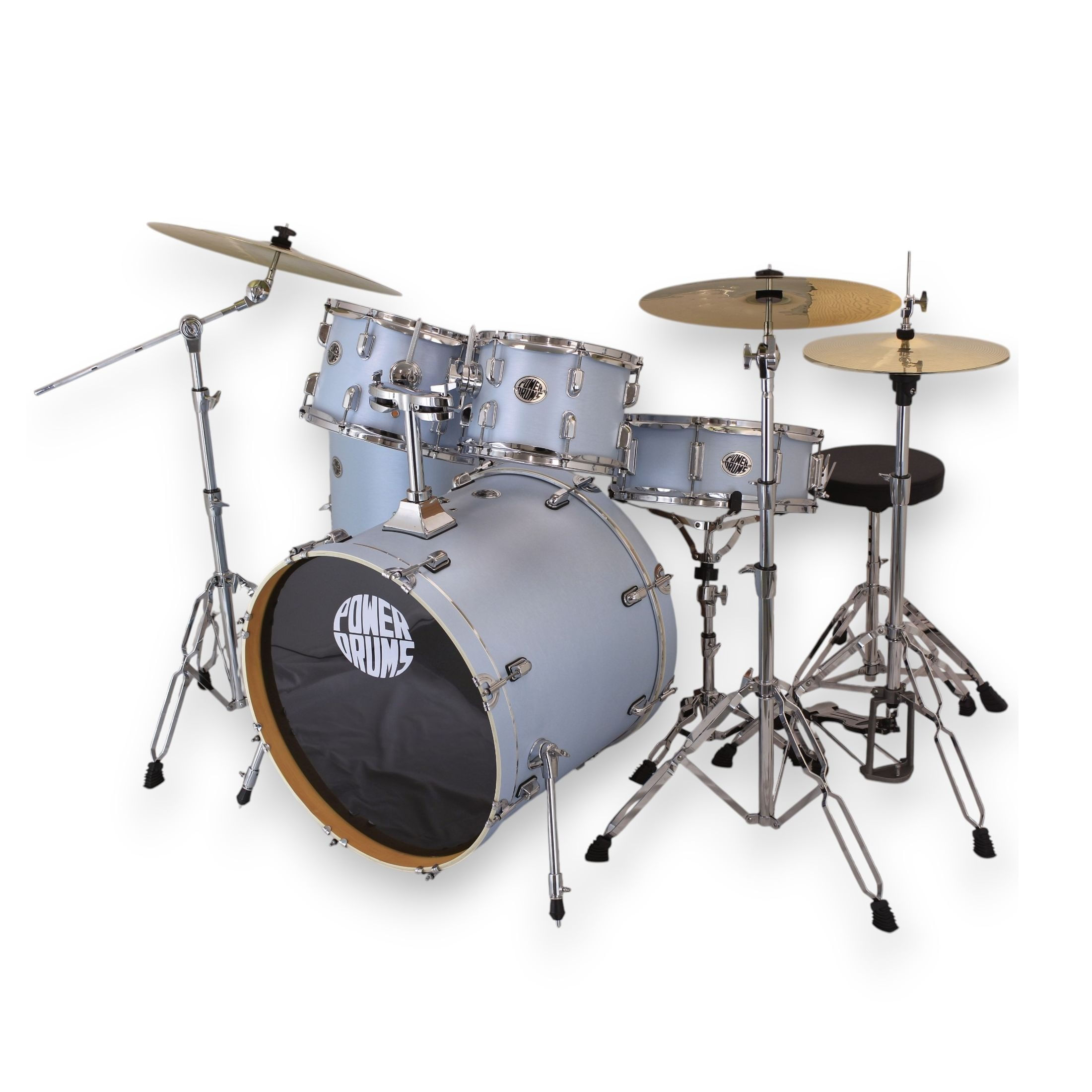 Set de batería acústica PowerDrums JJ-5 BLM con platillos Guzel foto 2