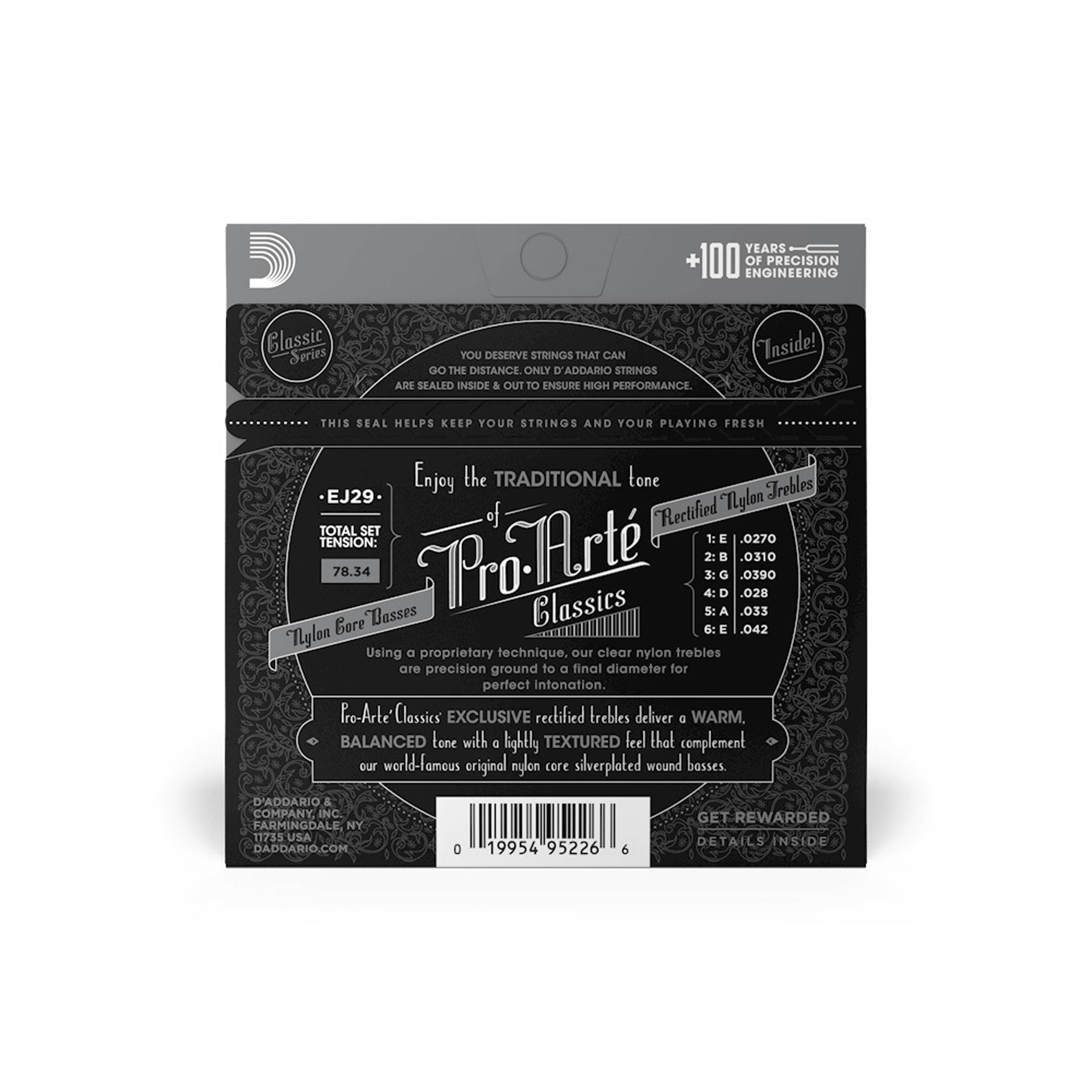 Set de cuerdas Clásicas D'addario EJ29 Nylon rectificado - tensión moderada foto 3