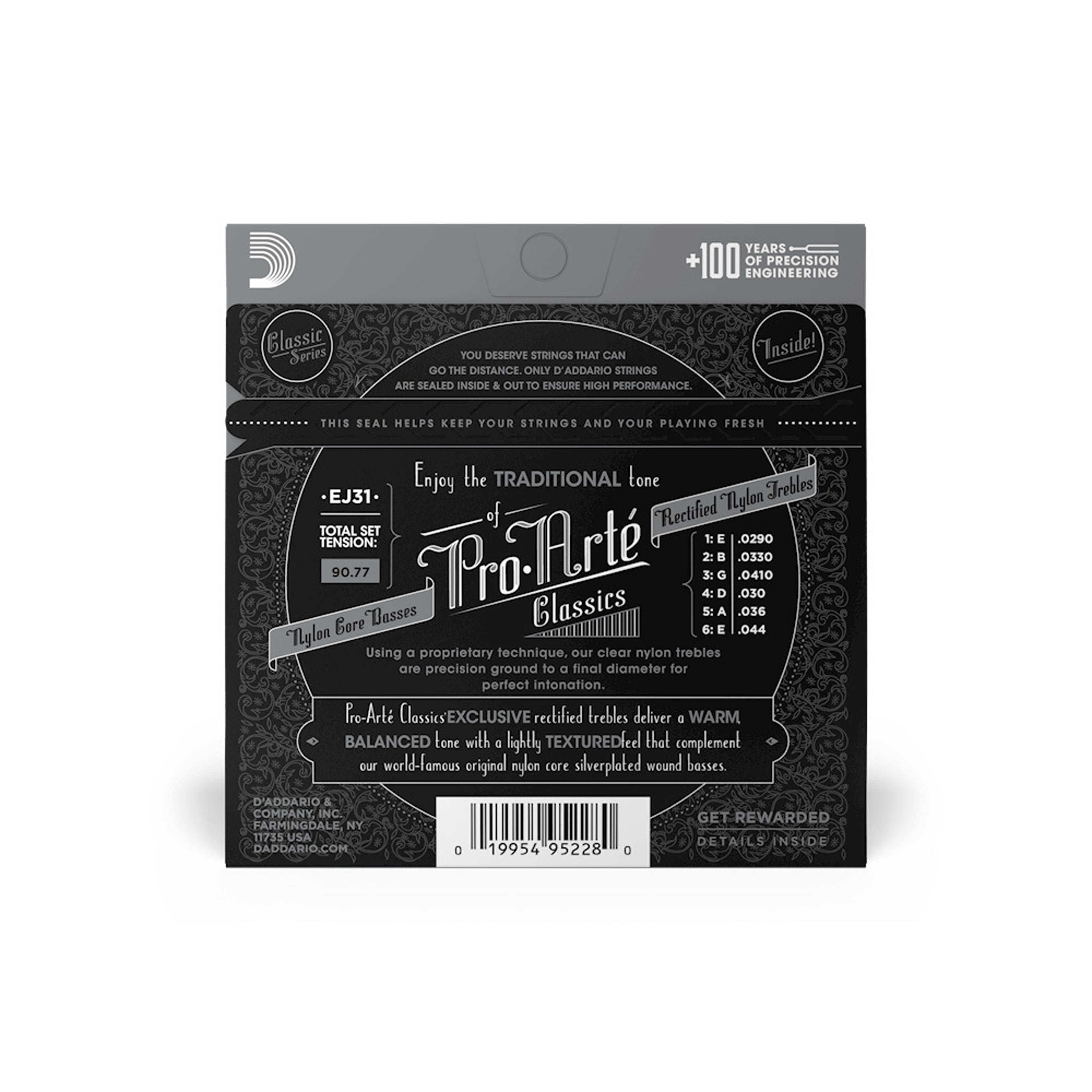 Set de cuerdas Clásicas D'addario EJ31 Nylon rectificado - tensión alta foto 3