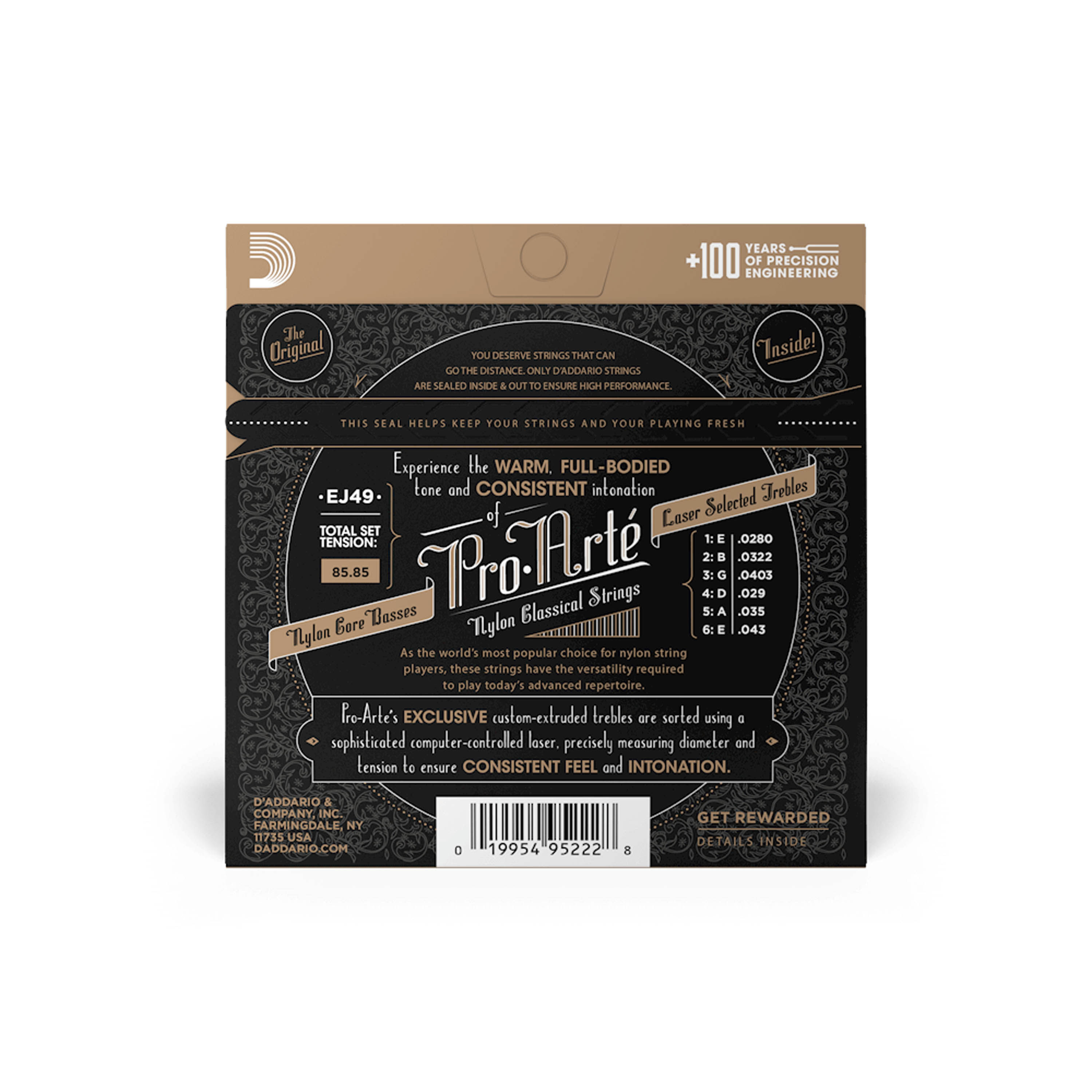Set de cuerdas Clásicas D'addario EJ49 Pro Arté Nylon negro - tensión normal foto 3