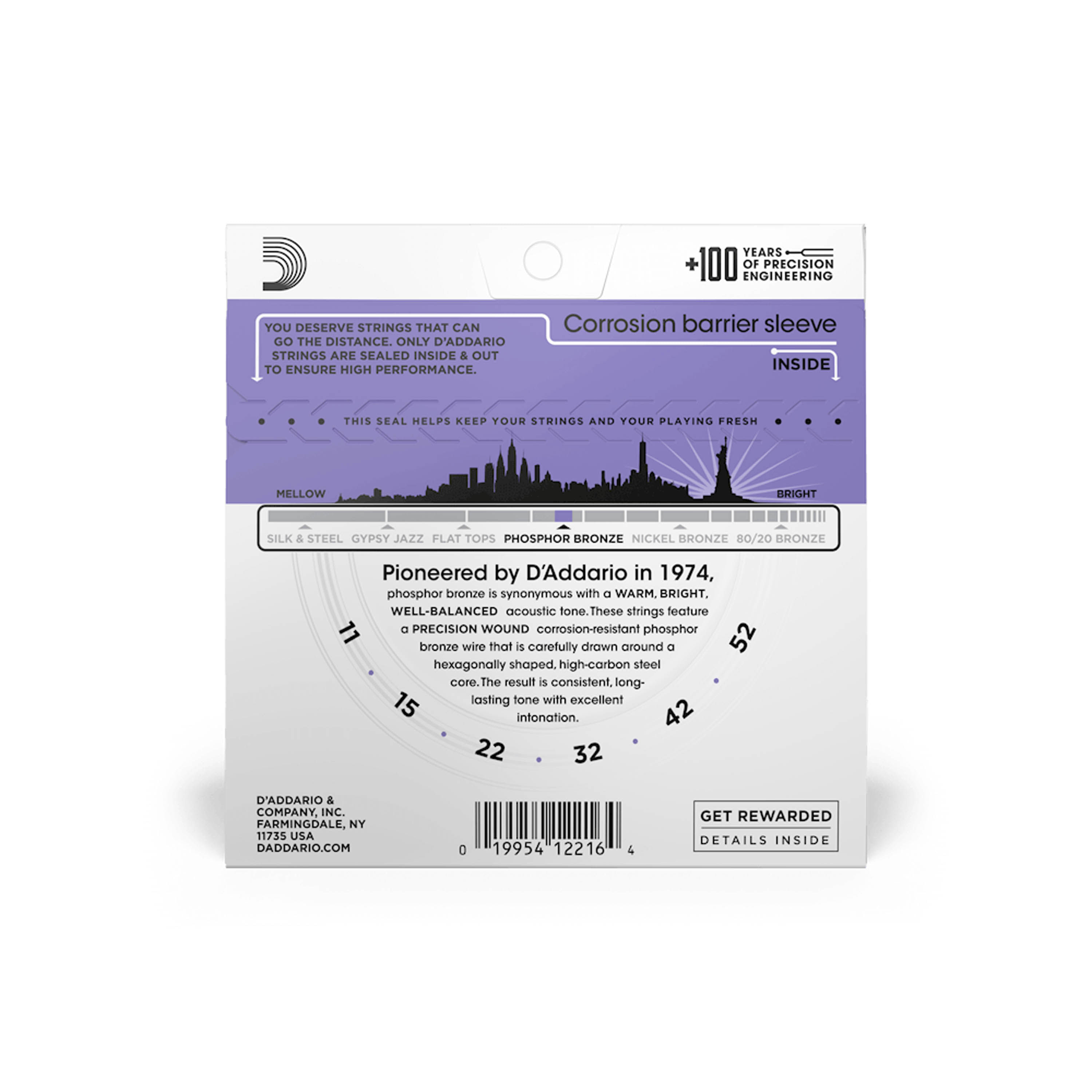 Set de cuerdas de Phosphor Bronze D'addario EJ26 Custom Light foto 3